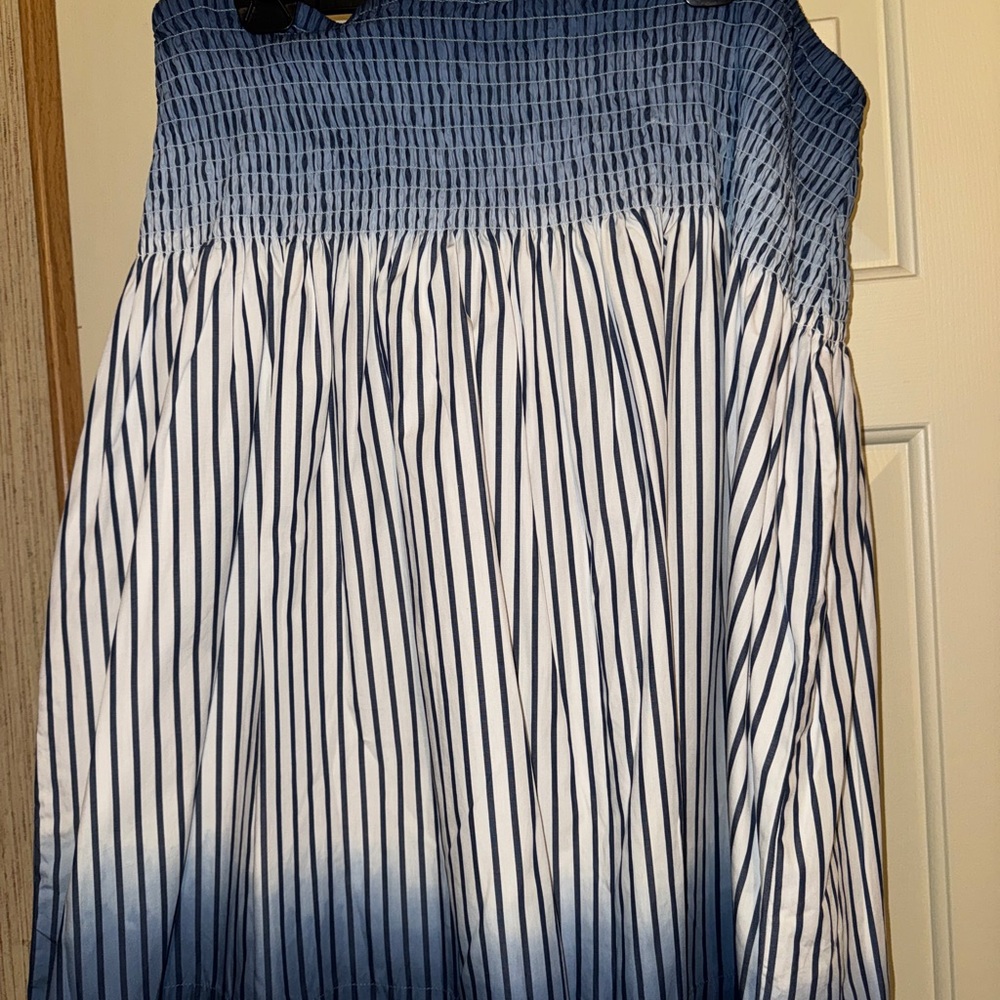 Tommy Hilfiger Blue and White A-Line Midi Skirt